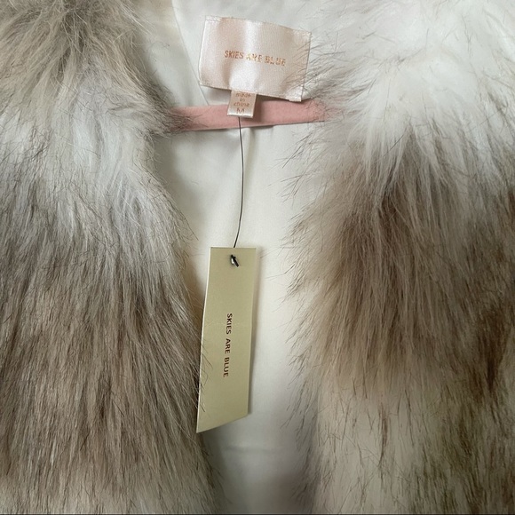 Anthropologie - Skies Are Blue Faux Fur Vest in Cream & Tan (NWT) - Picture 5 of 11